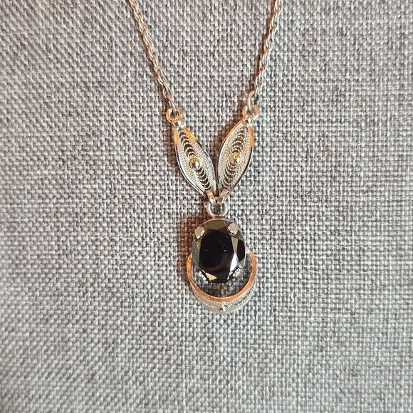 Vintage Sorento Sterling Silver Hematite Stone Necklace and Earrings! NWOT! - Picture 10 of 12